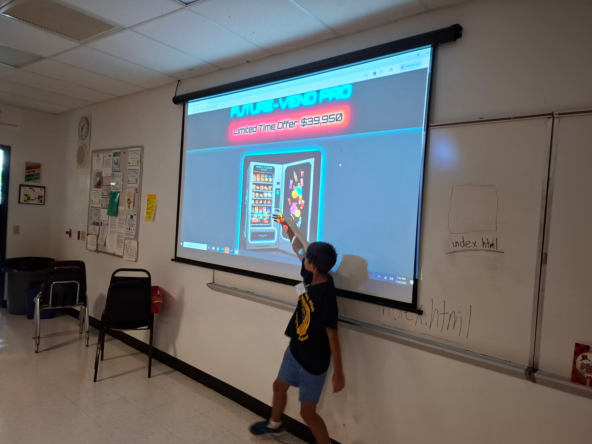 A student presenting his product at PBHS's YSA Gemstone Academy Class